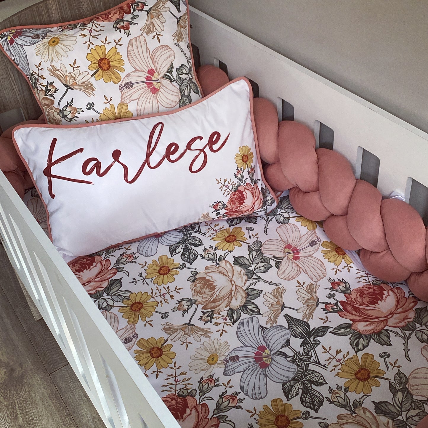 Cot Bedding - Boho Floral Set 03