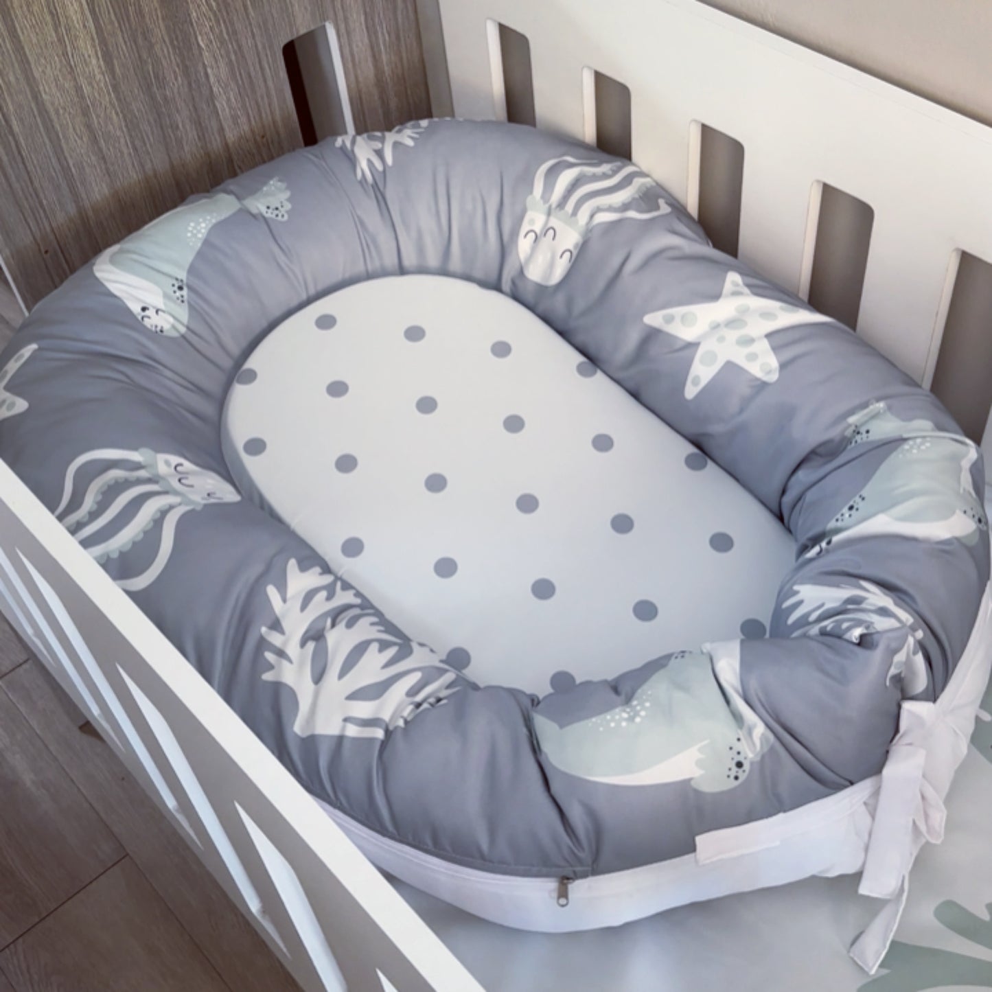 Cot Bedding - Grey Ocean Set 01