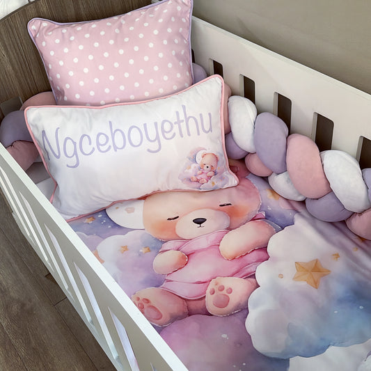 Cot Bedding - Pink Bear Set 03