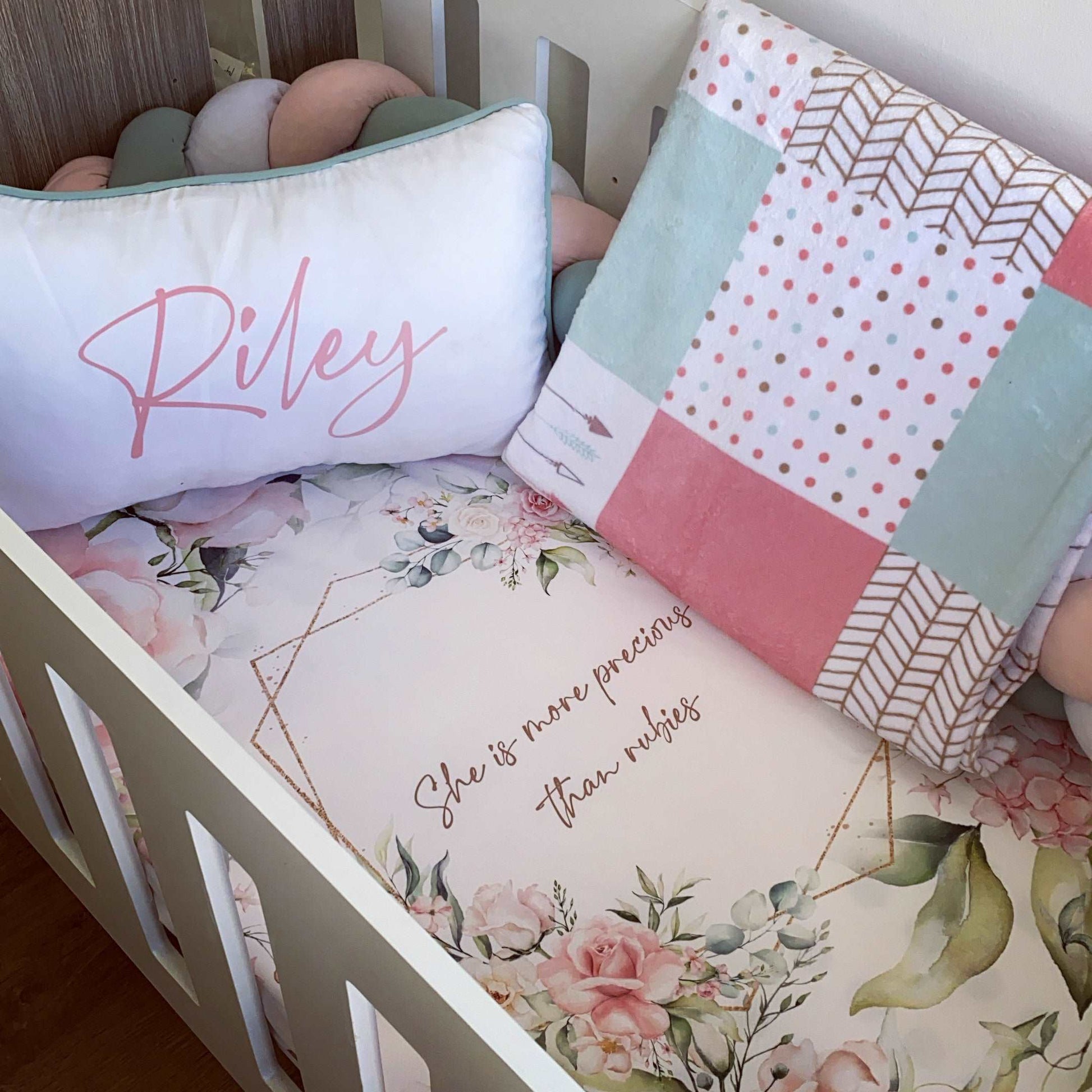 Cot Bedding - Pink Floral Set 04