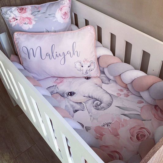 Cot Bedding - Pink Elephant Set 03