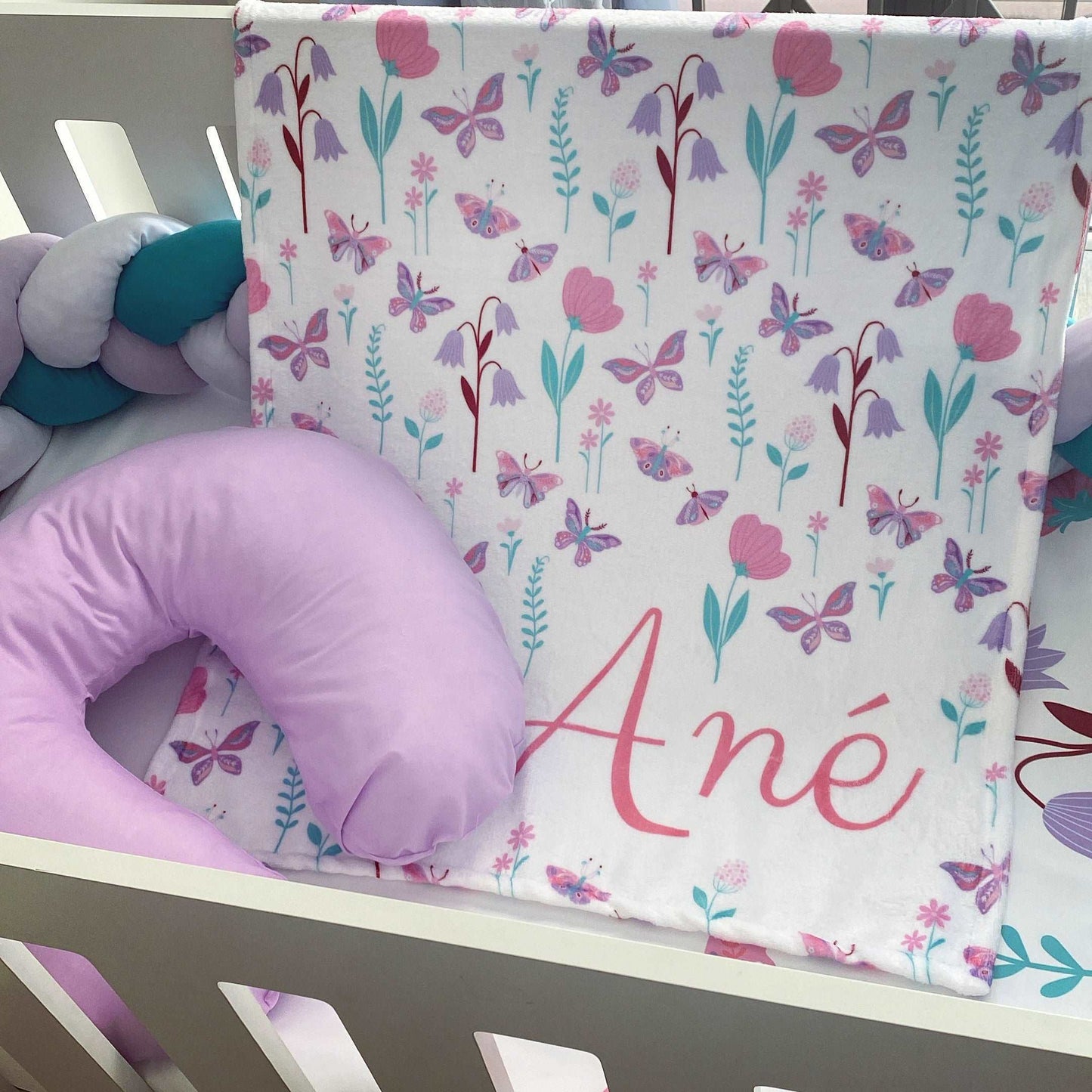 Cot Bedding - Purple Butterfly Set 01