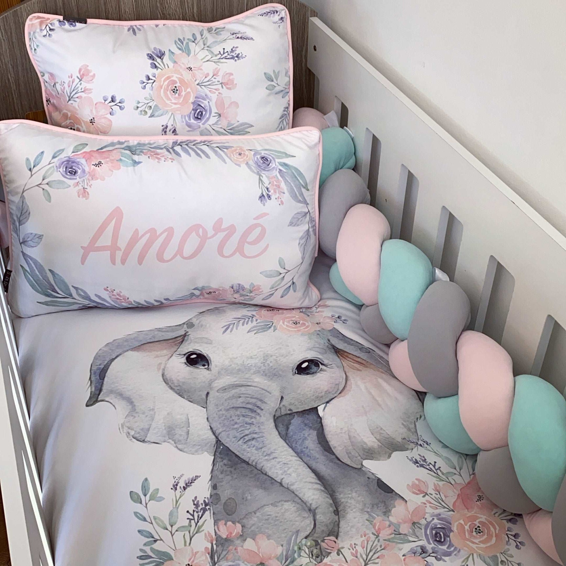 Cot Bedding - Pink Elephant set 06