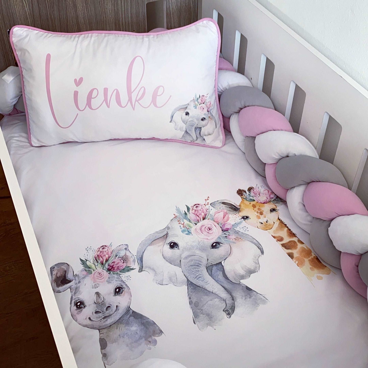 Cot Bedding - Pink Safari Set 09