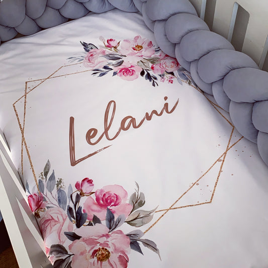 Cot Bedding - Pink Flower Set 05