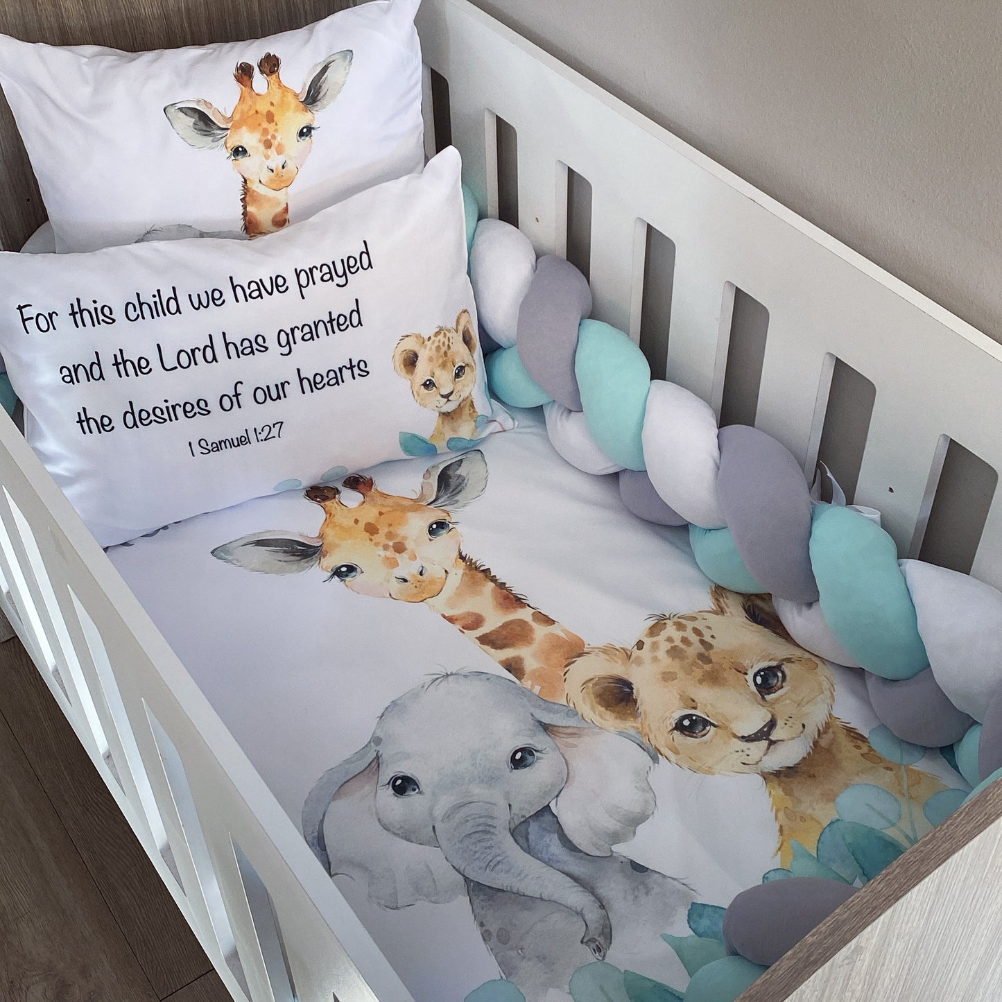 Cot Bedding - Aqua Safari Set 02