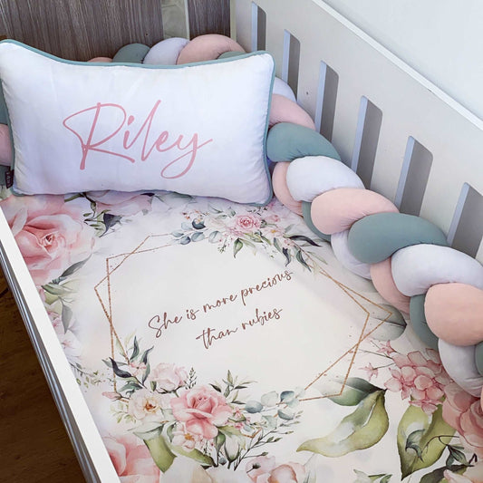 Cot Bedding - Pink Floral Set 04