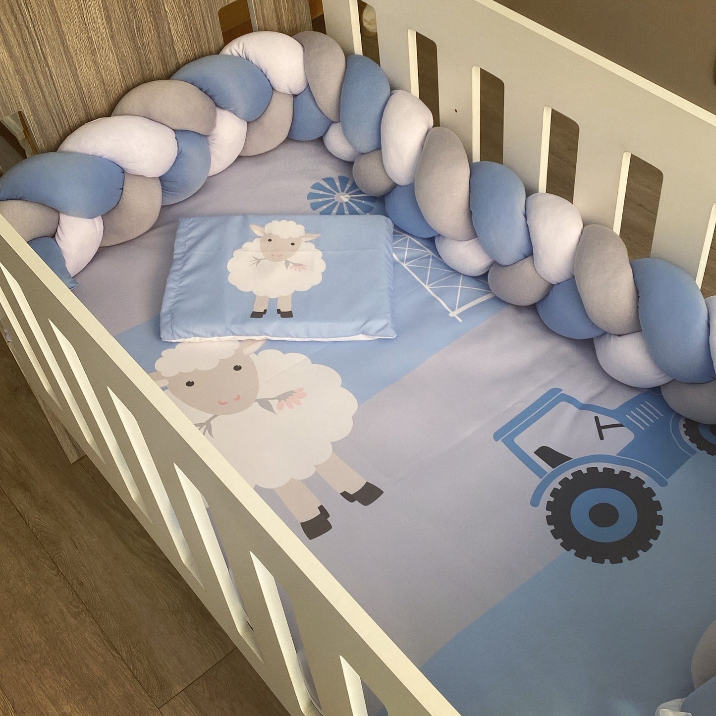 Cot Bedding - Blue Farm Set 03