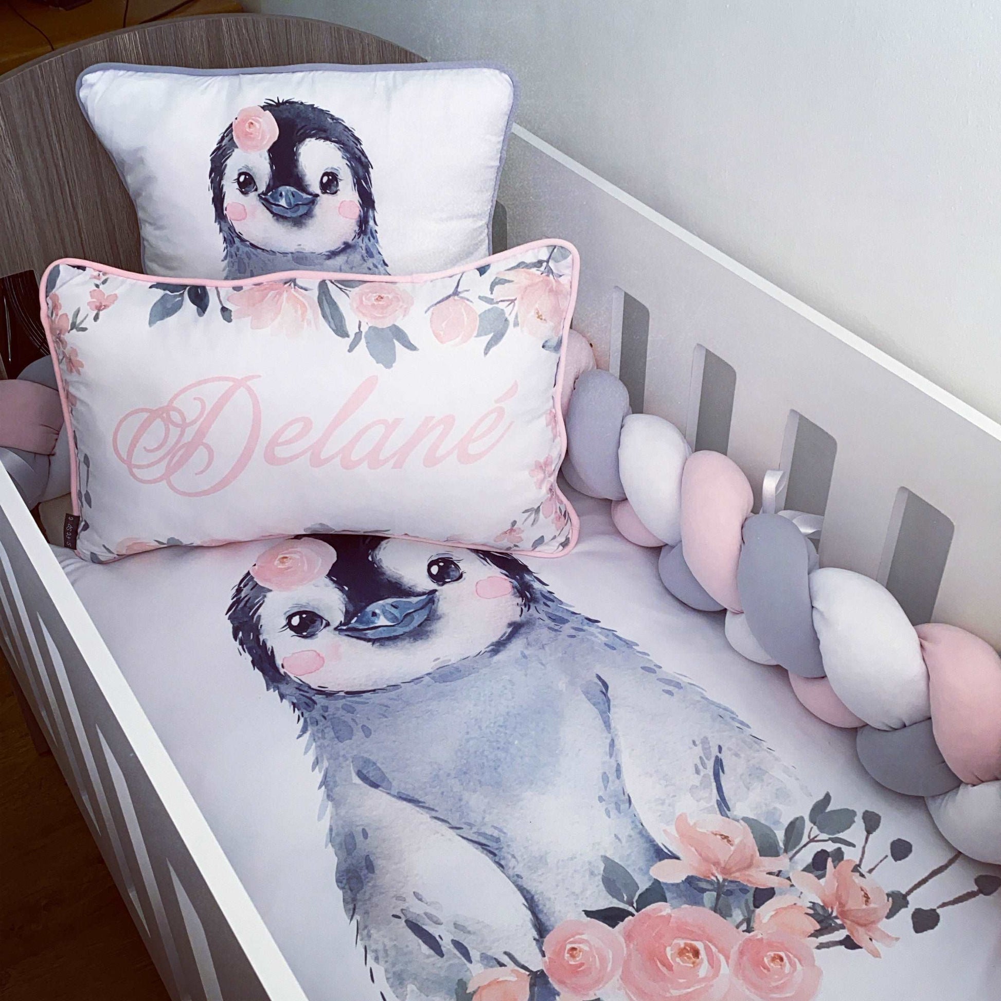Cot Bedding - Pink Penguin Set 04