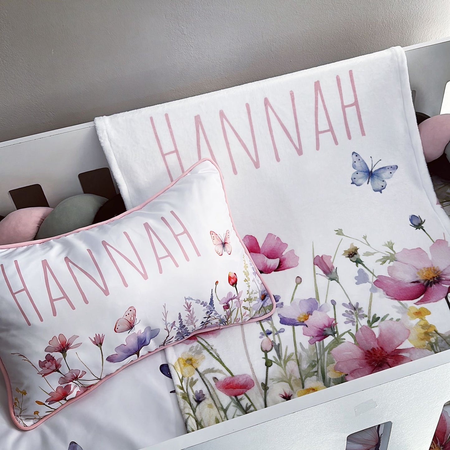 Cot Bedding - Pink Flower Set 09