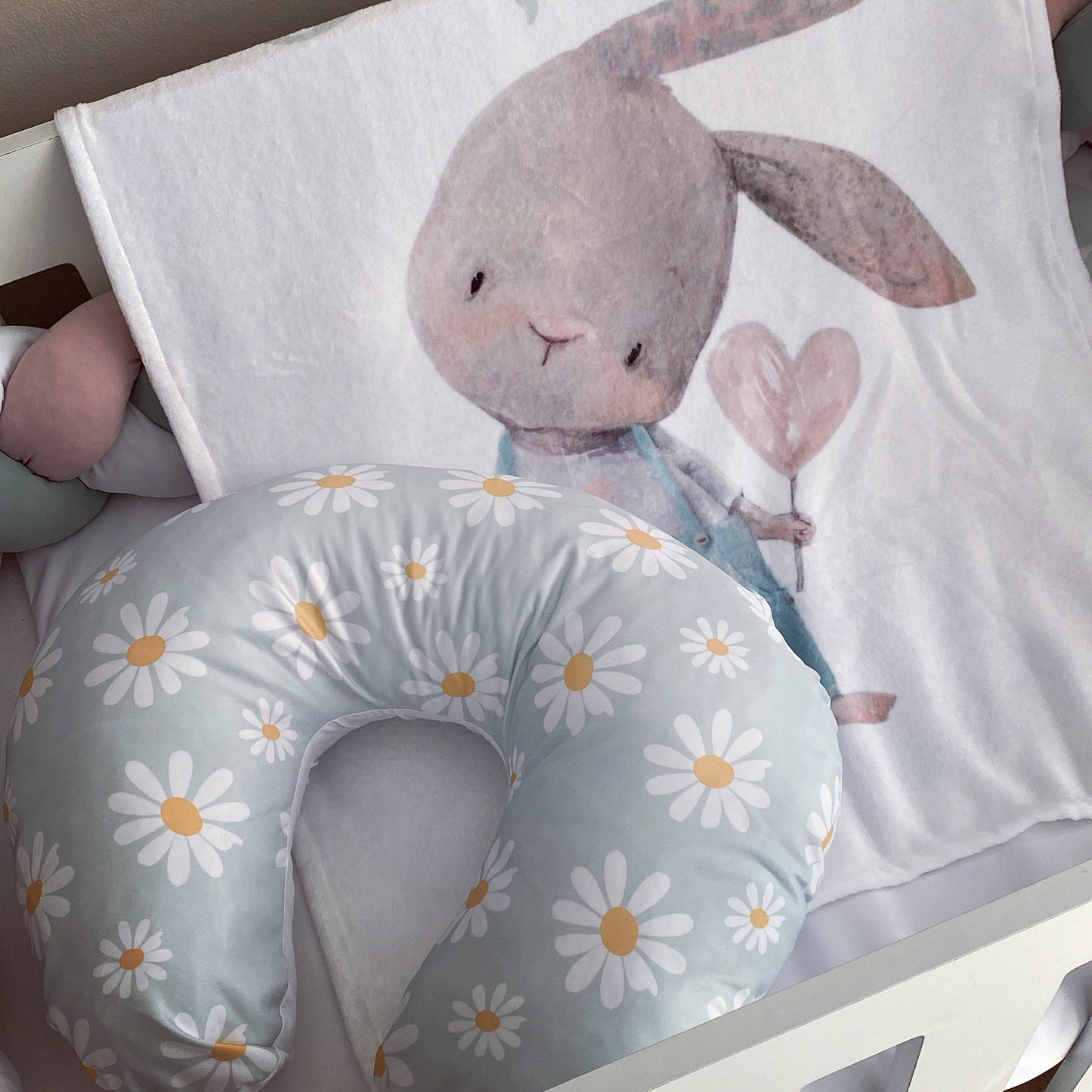 Cot Bedding - Pink Sage Bunny Set 02
