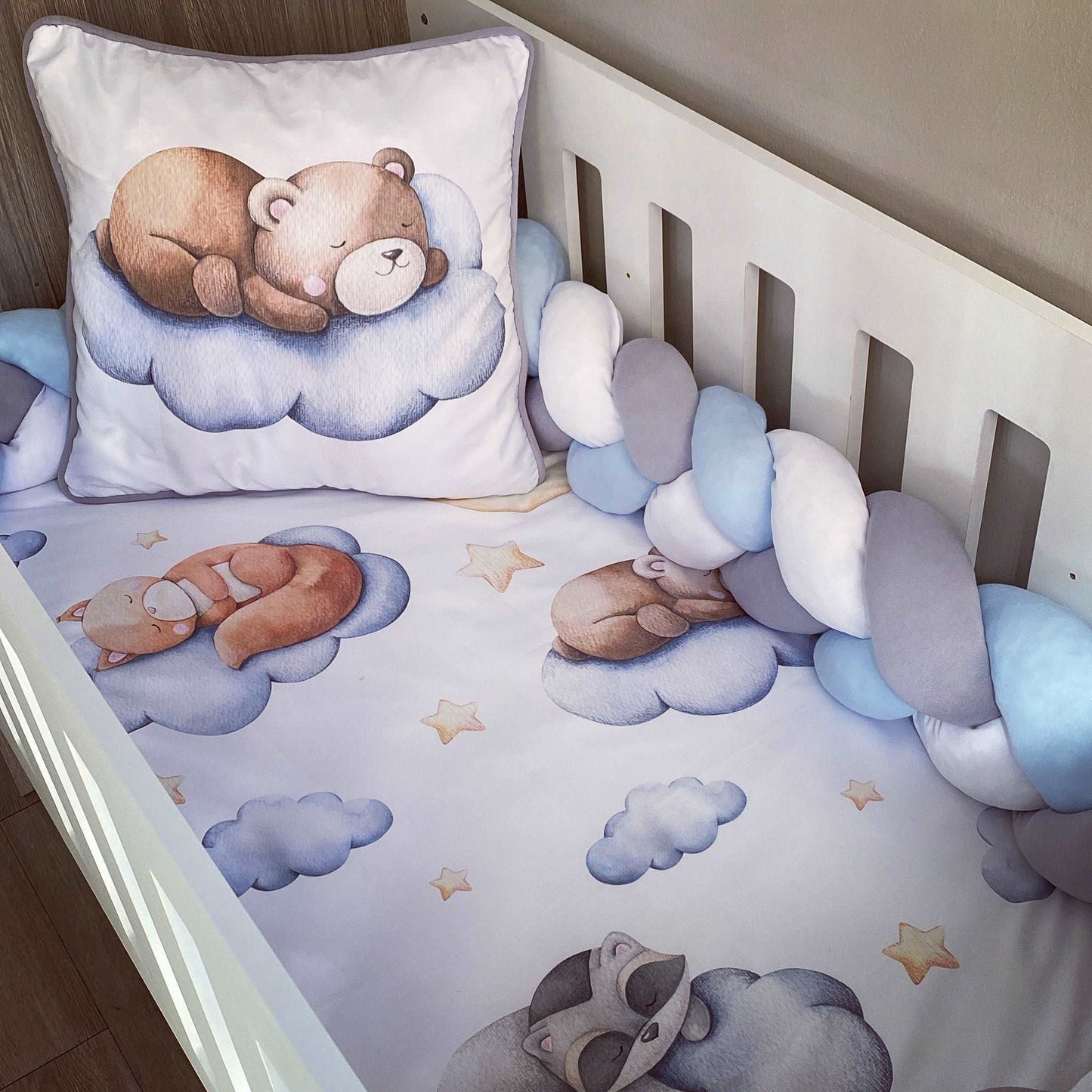 Cot Bedding - Blue Grey Woodlands Set