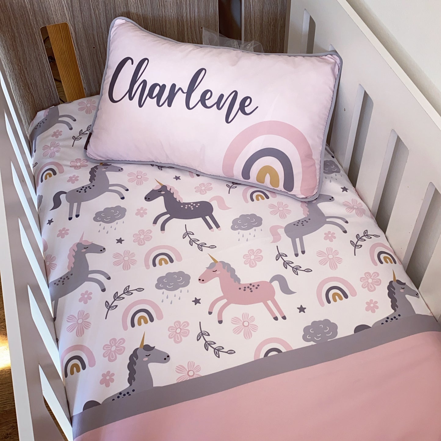 Cot Bedding - Pink Unicorn Set 10