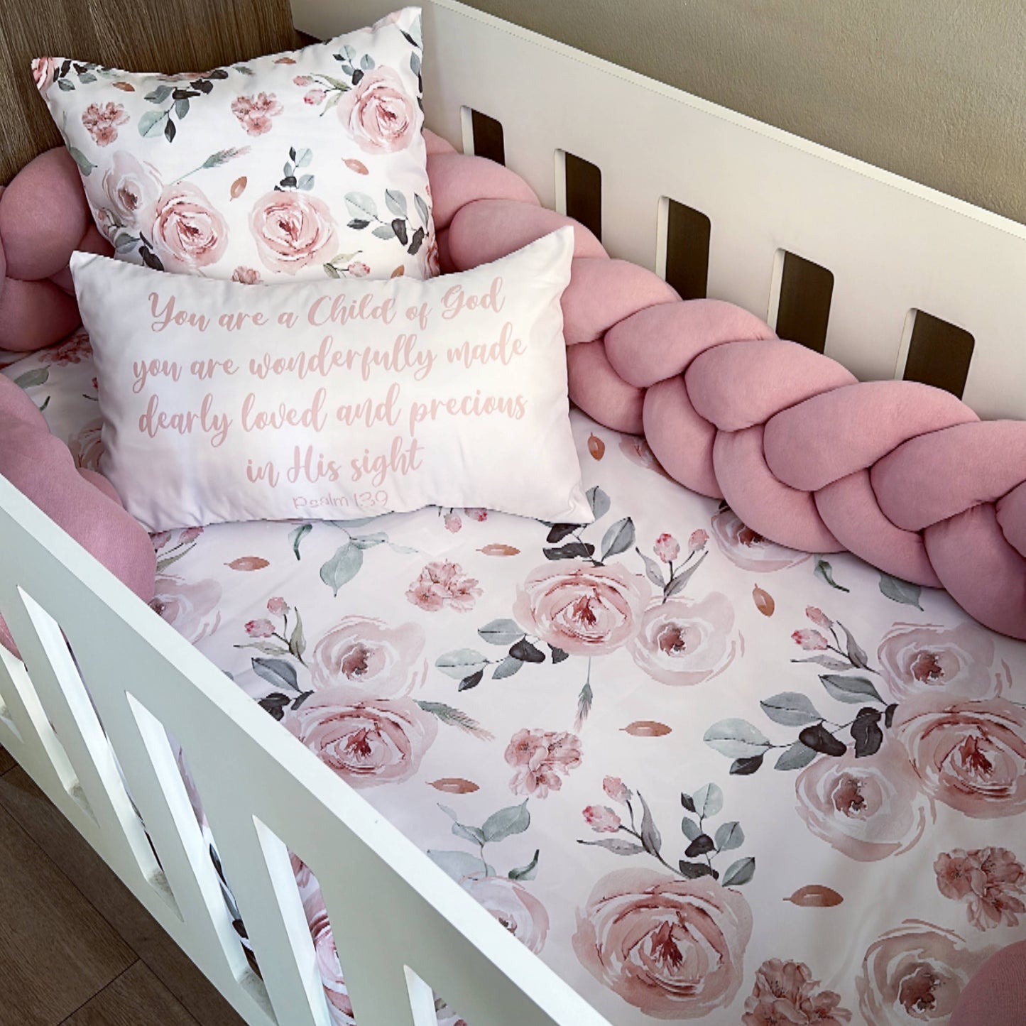 Cot Bedding - Pink Floral Set 08