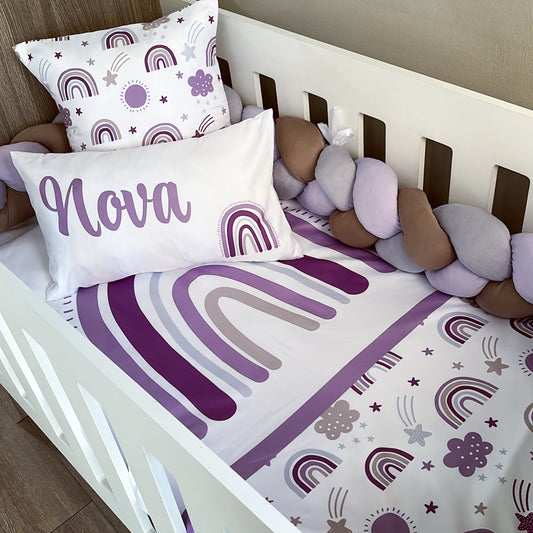 Cot Bedding - Purple Rainbow Set 01