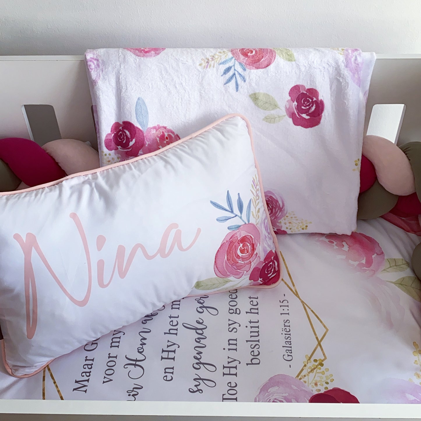 Cot Bedding - Pink Flower Set 03