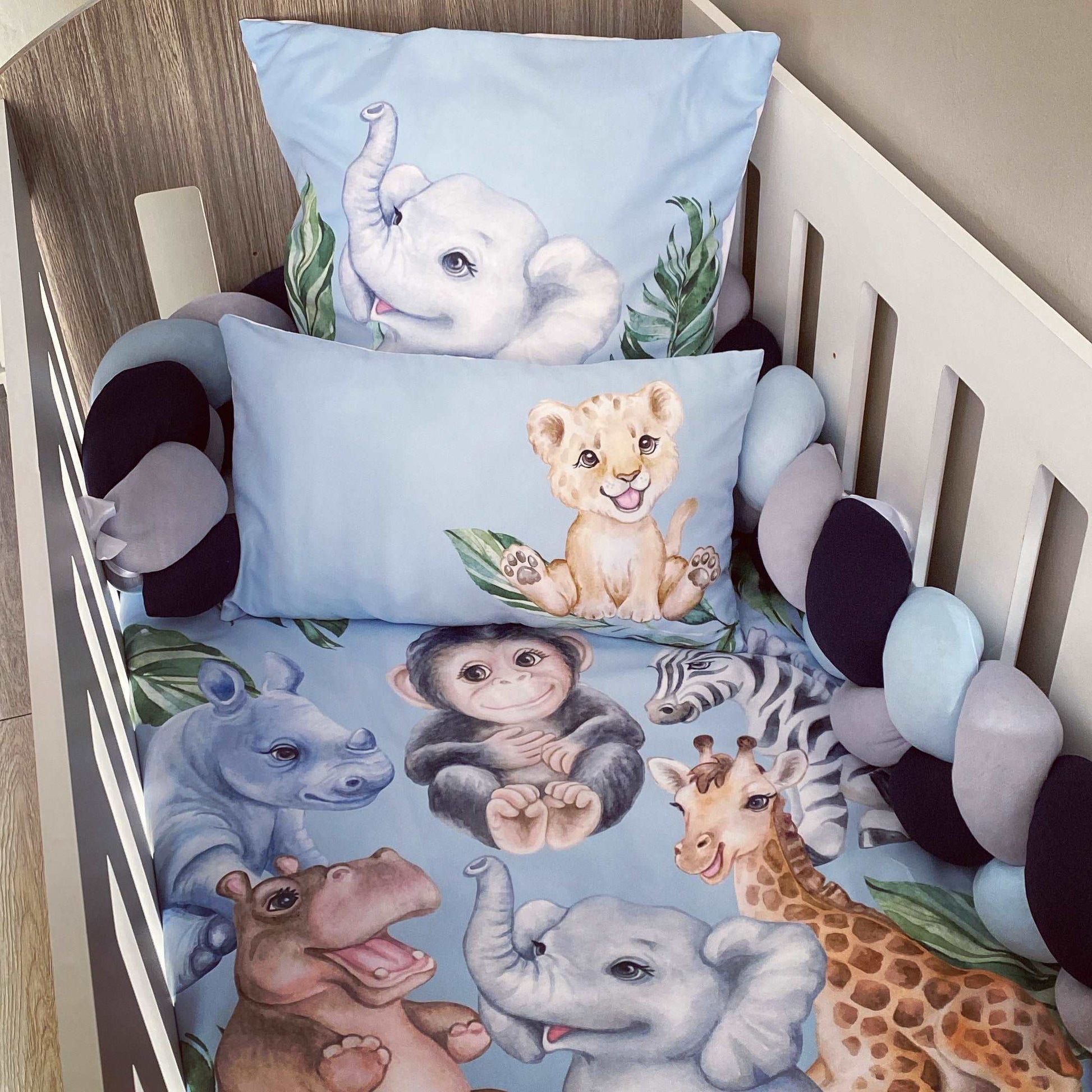 Cot Bedding - Blue Safari Set
