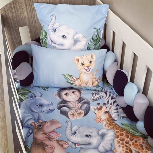 Cot Bedding - Blue Safari Set