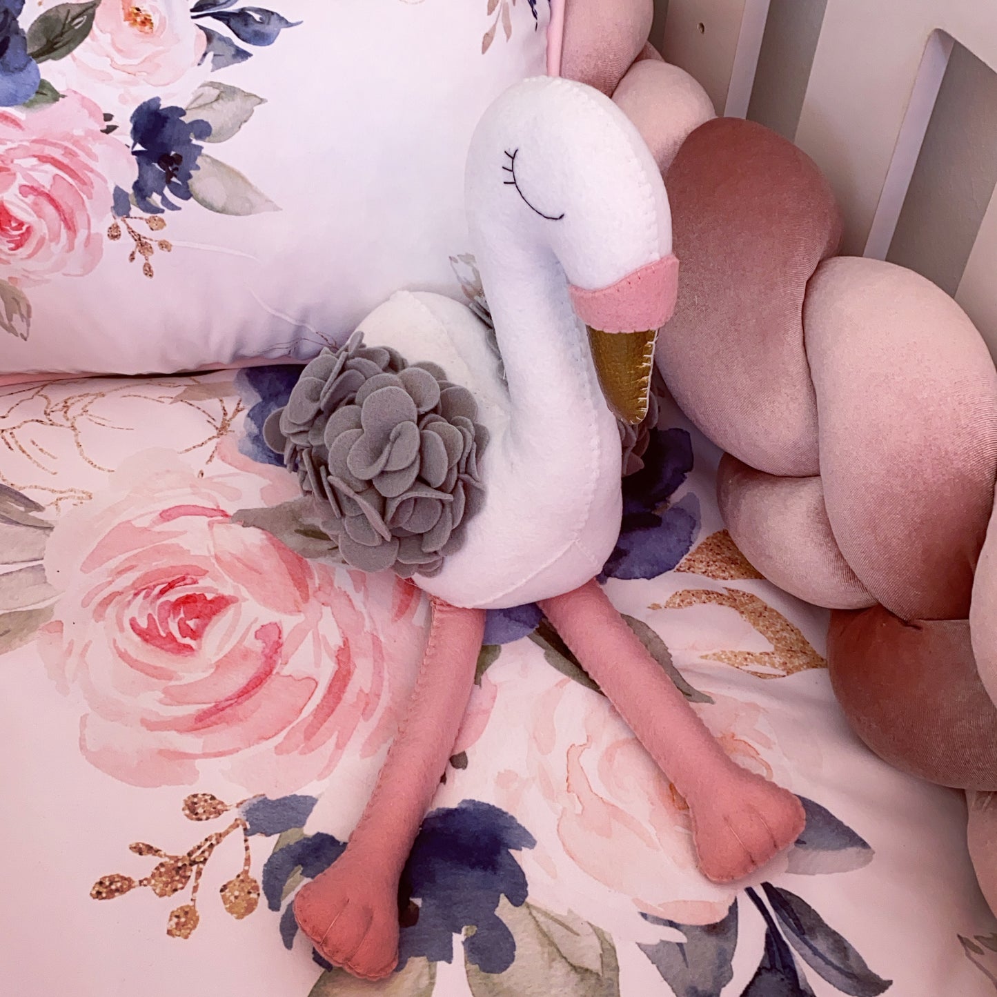 Cot Bedding - Pink Flower Set 06