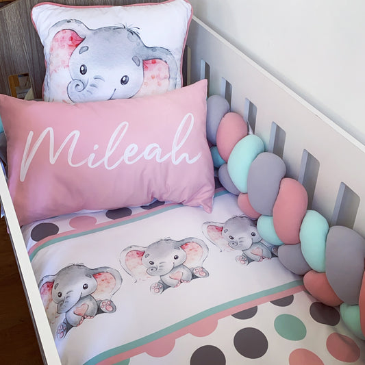 Cot Bedding - Pink Elephant Set 27