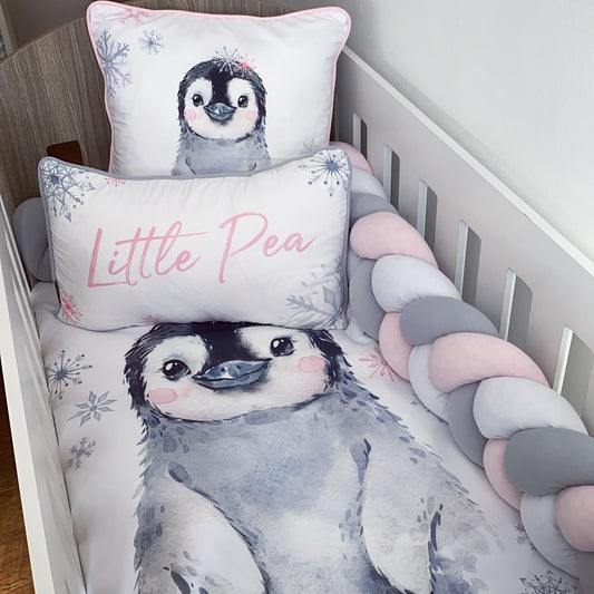 Cot Bedding - Pink Penguin Set 05