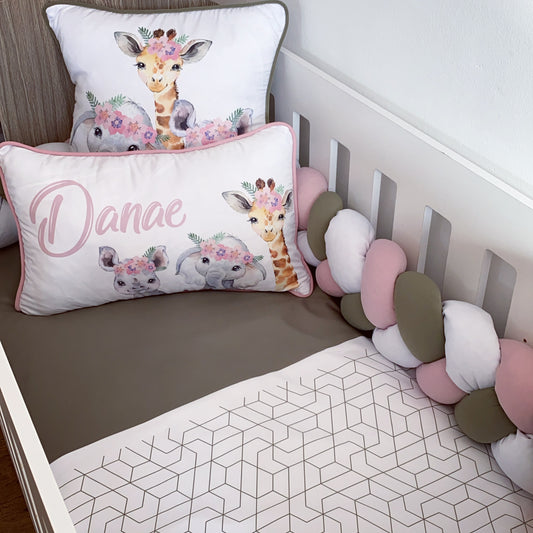 Cot Bedding -Stone Pink Safari Set 01