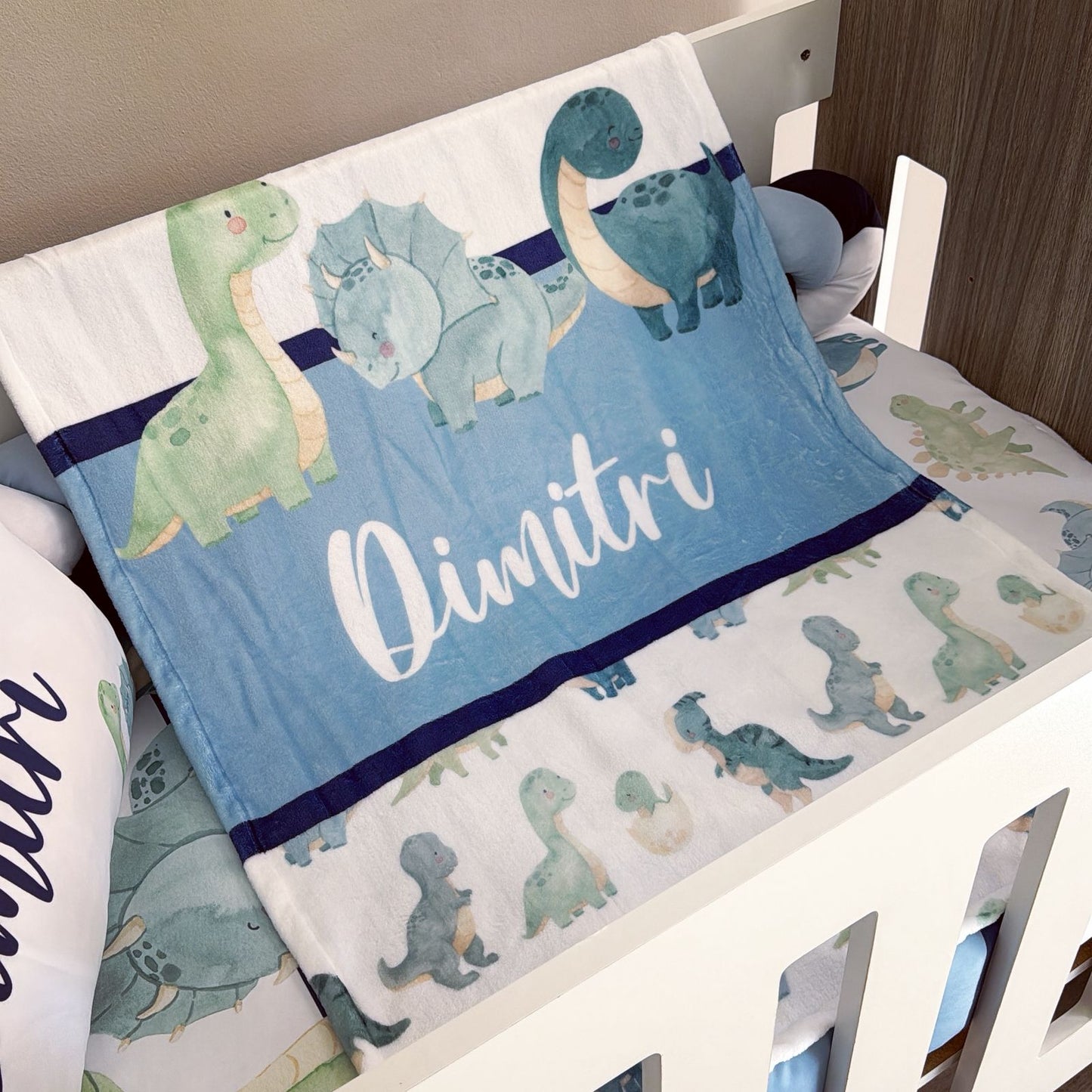 Cot Bedding - Blue Dinosaur Set 05
