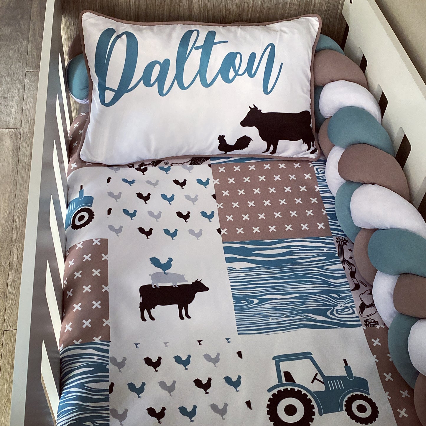 Cot Bedding - Blue Farm Set 01