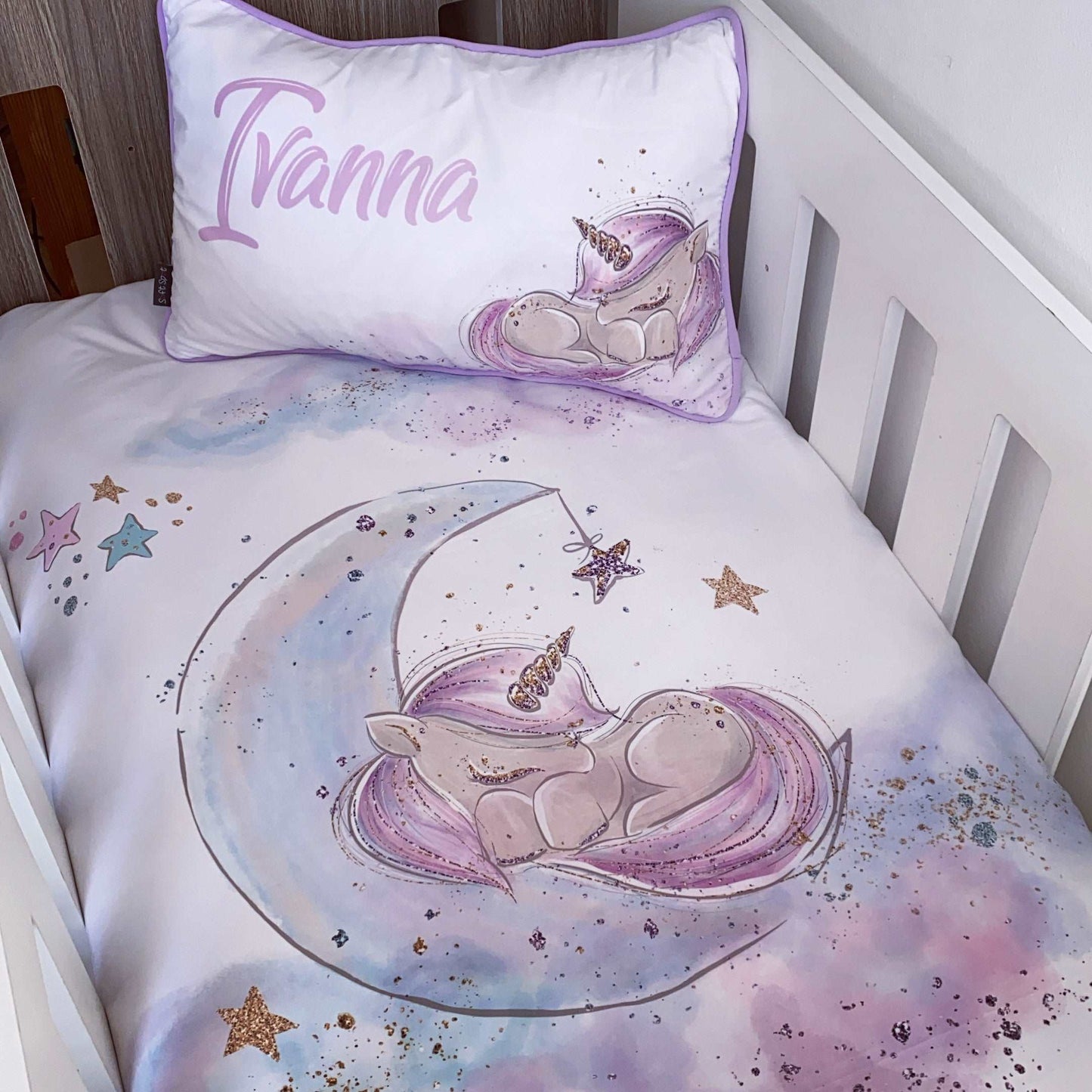 Cot Bedding - Lilac Unicorn Set 01
