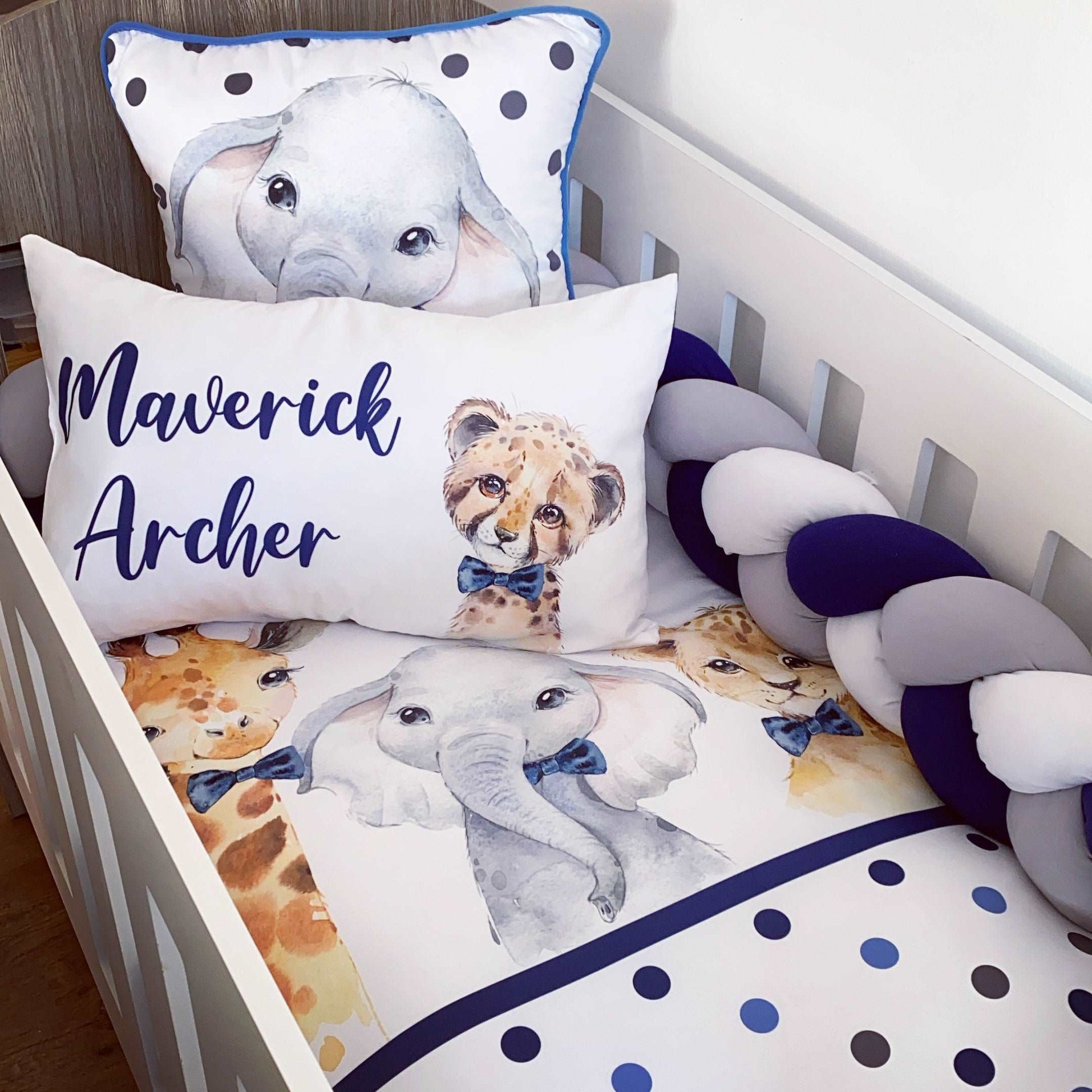 Cot Bedding - Blue Navy Safari Set