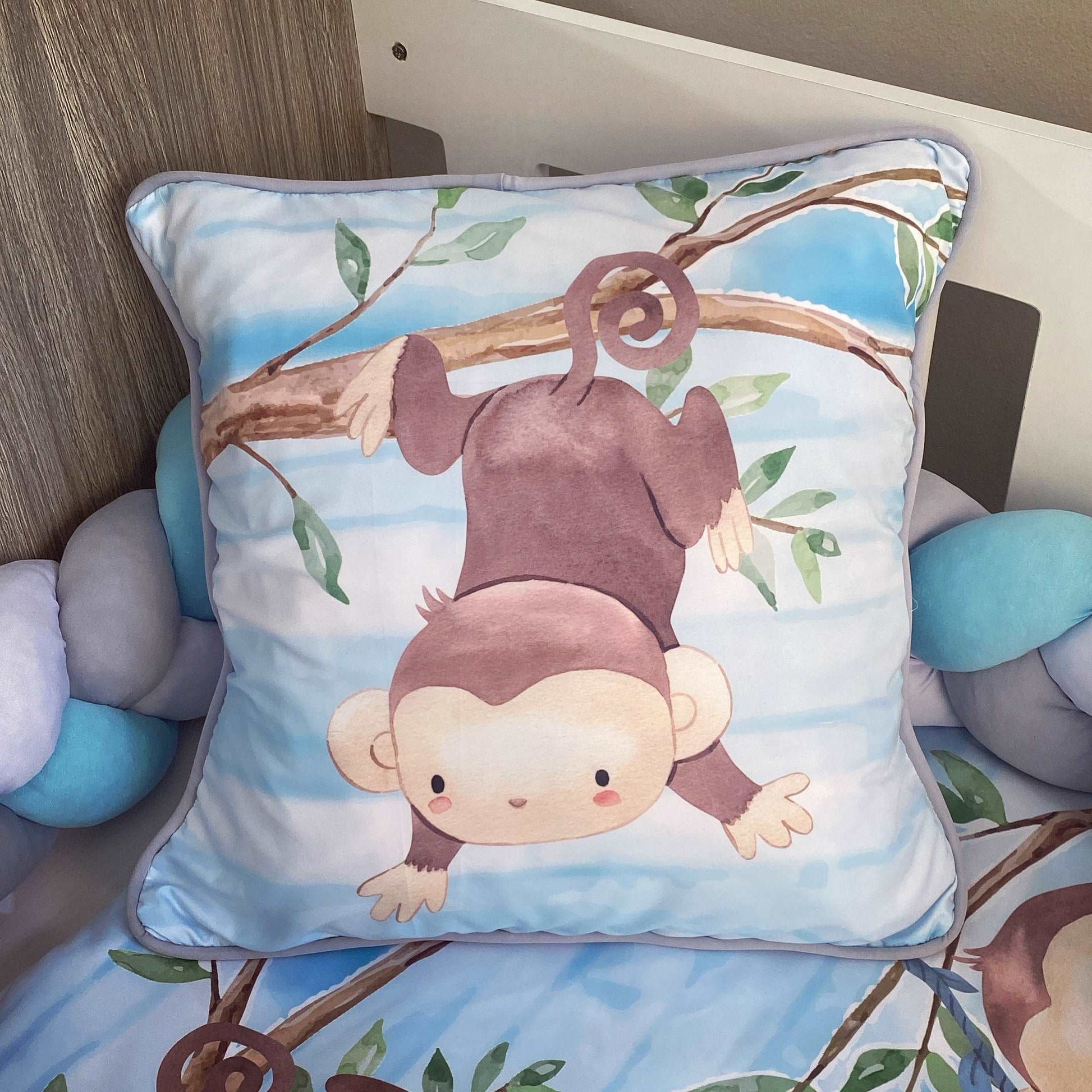 Cot Bedding - Blue Monkey Set