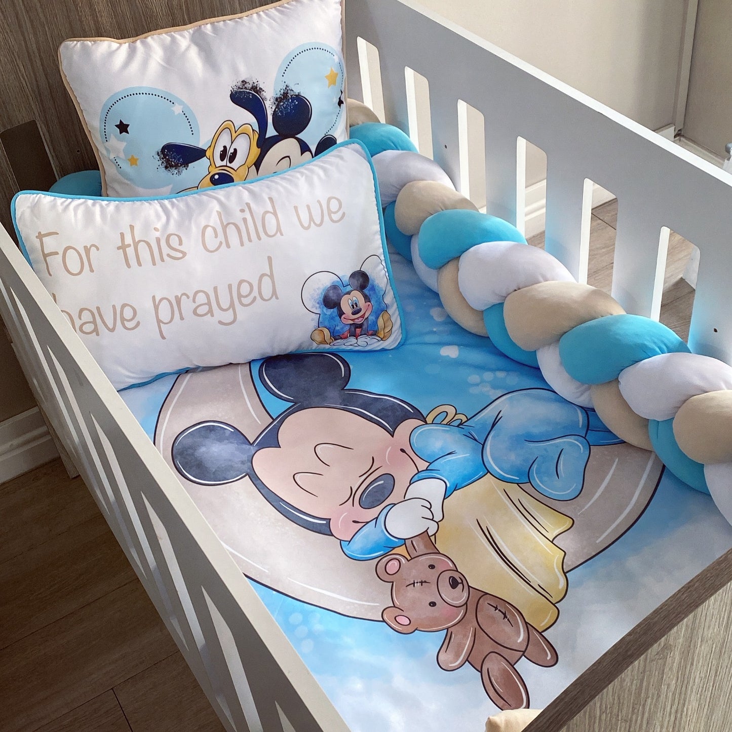 Cot Bedding - Blue Mickey Mouse Set 02