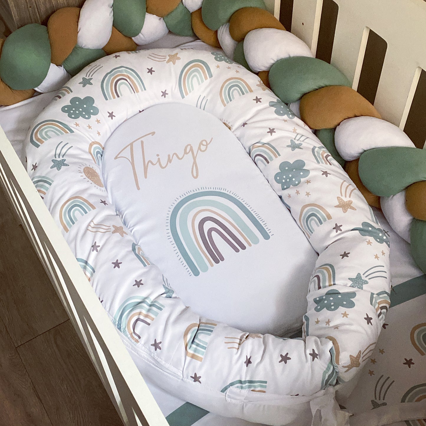 Cot Bedding - Sage Rainbow Set 03