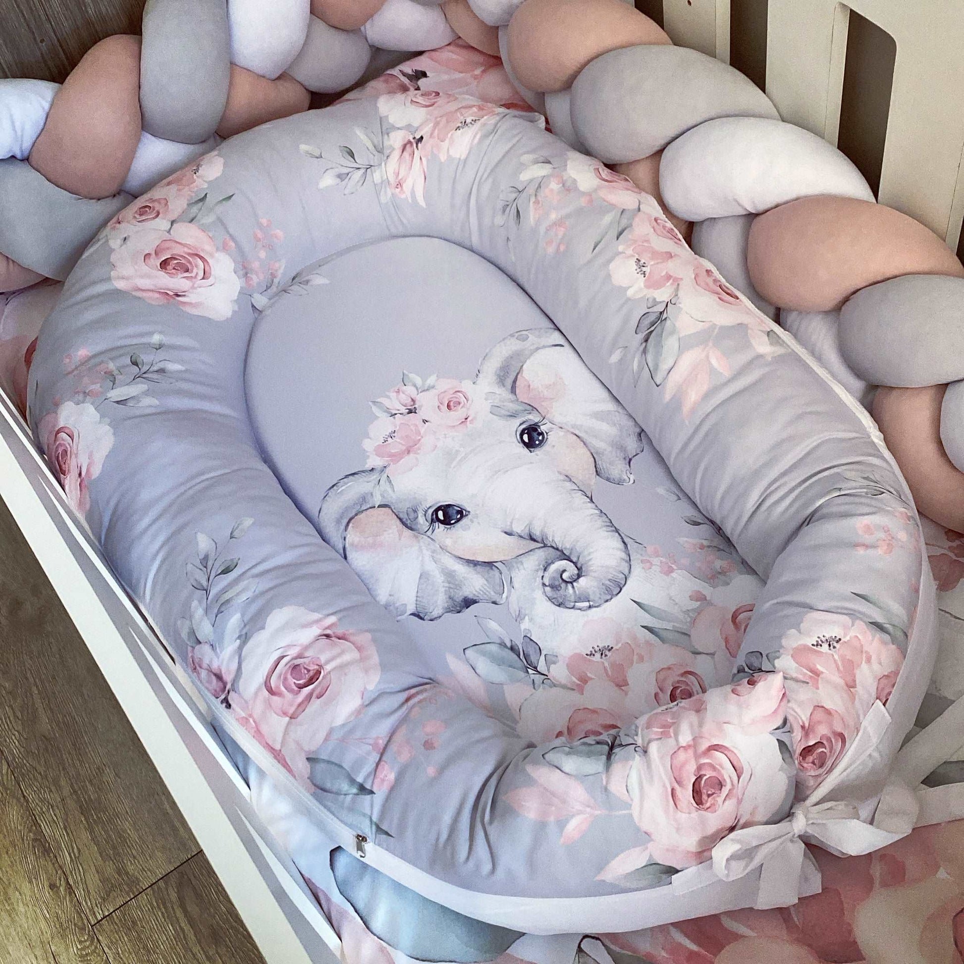 Cot Bedding - Pink Elephant Set 03