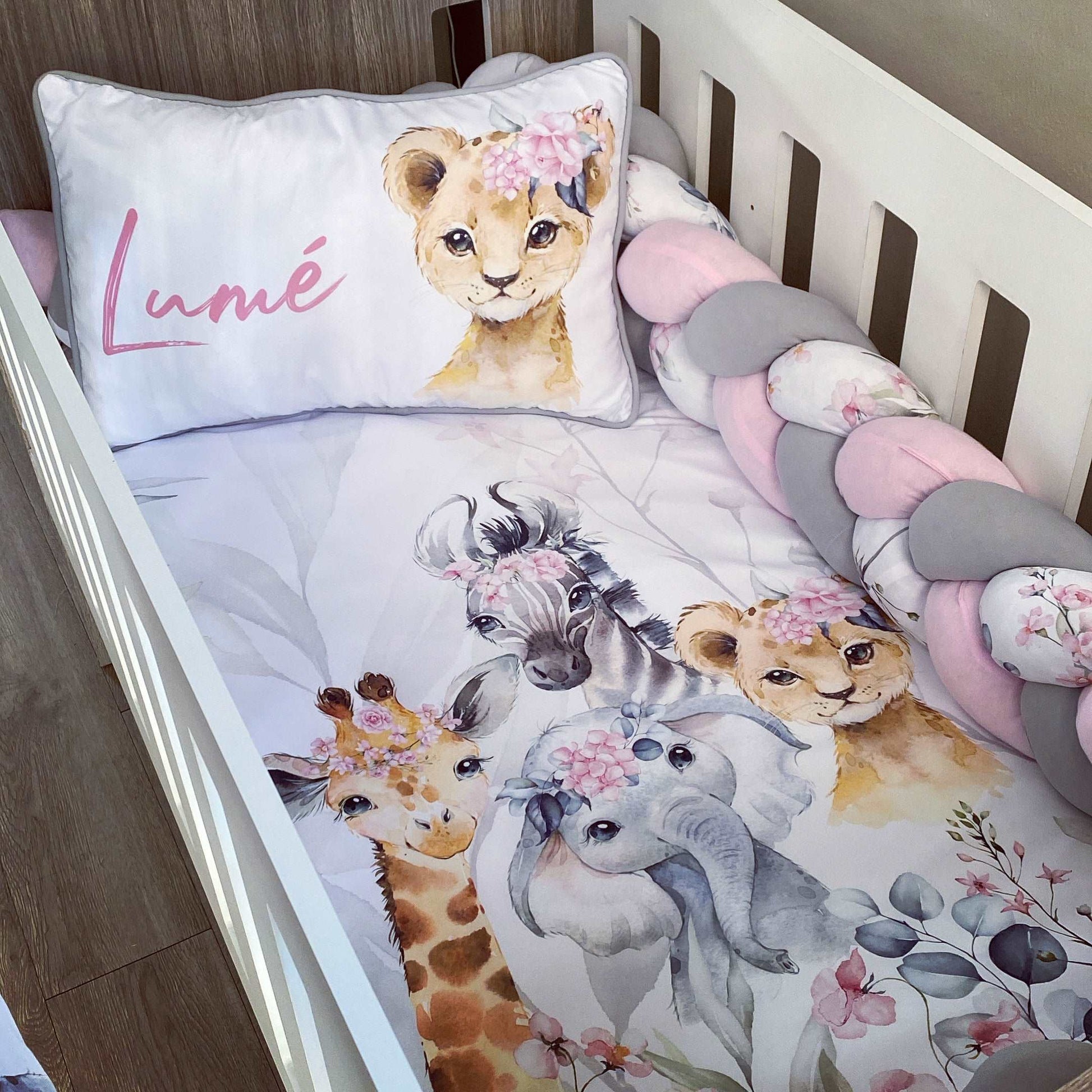 Cot Bedding - Pink Safari Set 07