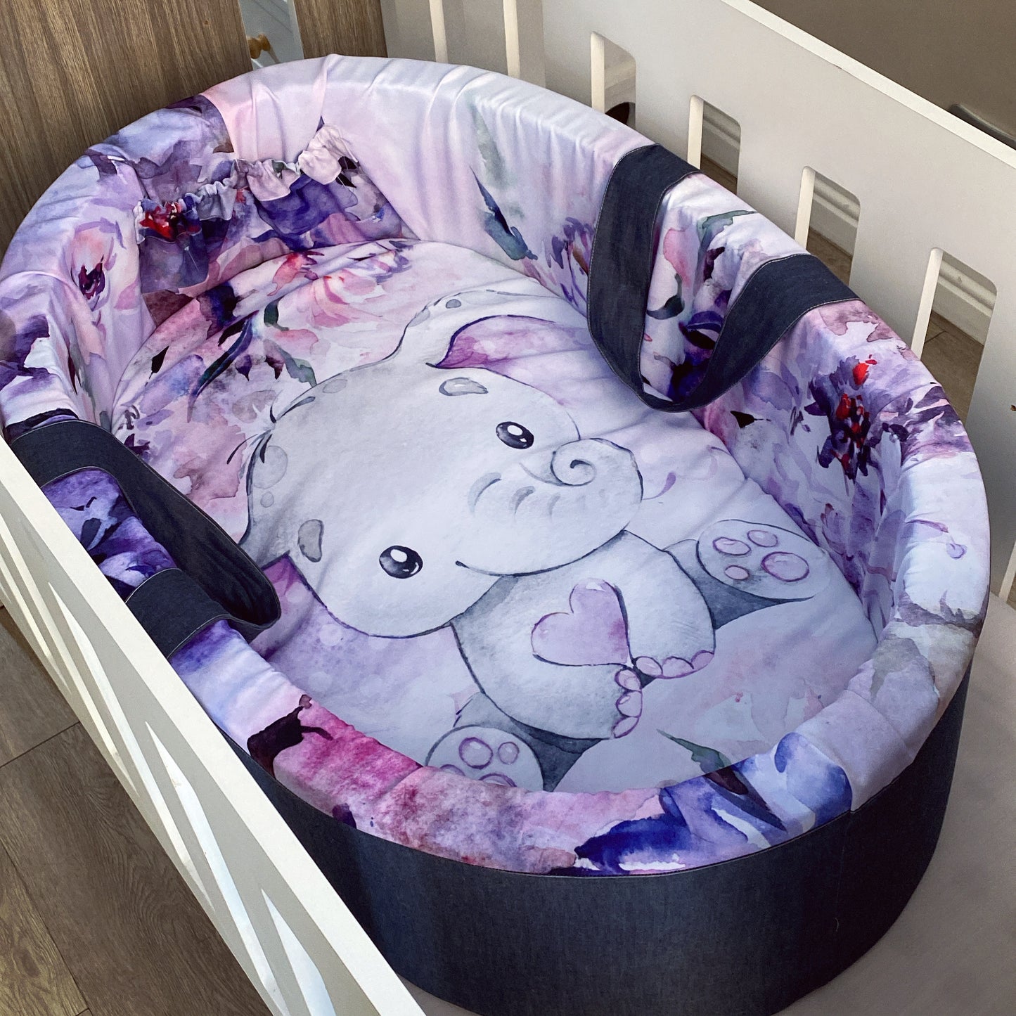 Cot Bedding - Purple Elephant Set 02