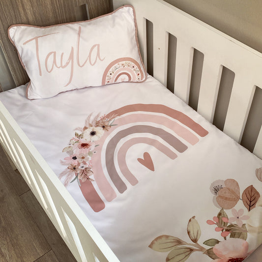 Cot Bedding - Pink Boho Rainbow Set 08