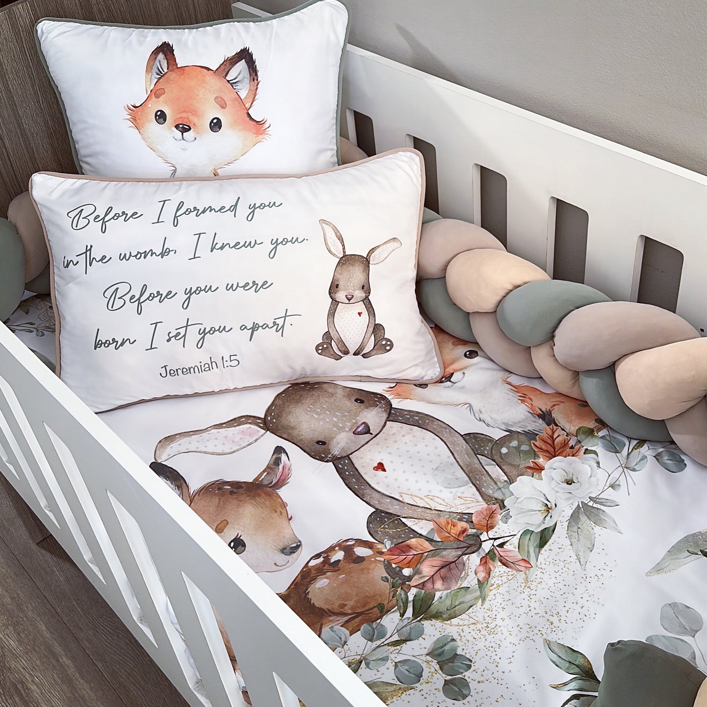 Cot Bedding - Sage Woodlands Set 01