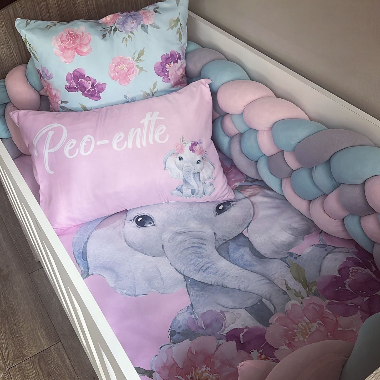 Cot Bedding - Pink Elephant Set 49