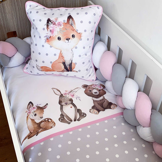 Cot Bedding - Pink Woodlands set 05