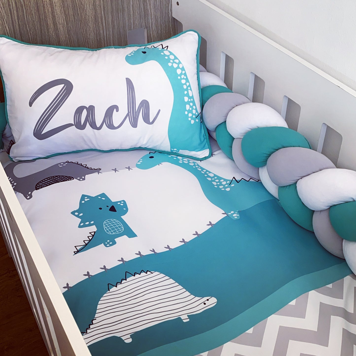 Cot Bedding - Blue Dinosaur Set 07