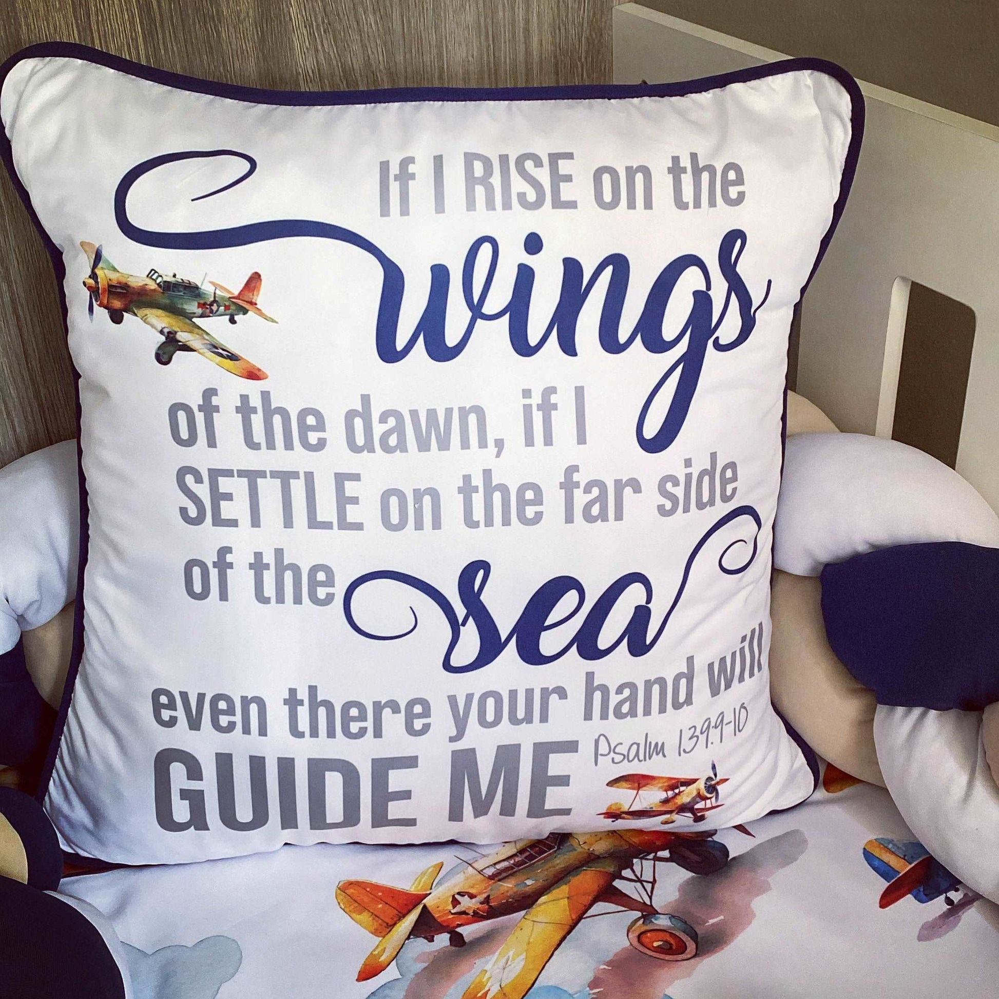 Cot Bedding - Navy Stone Plane Set