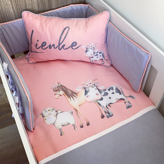 Cot Bedding - Pink Farm Set 06