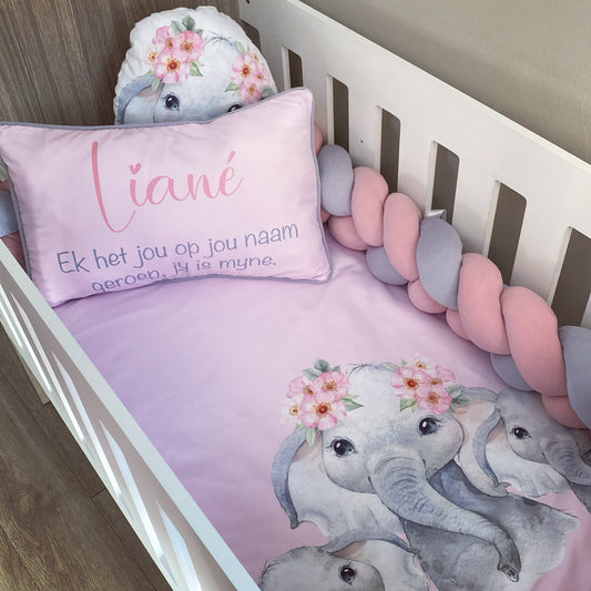 Cot Bedding - Pink Elephant Set 35