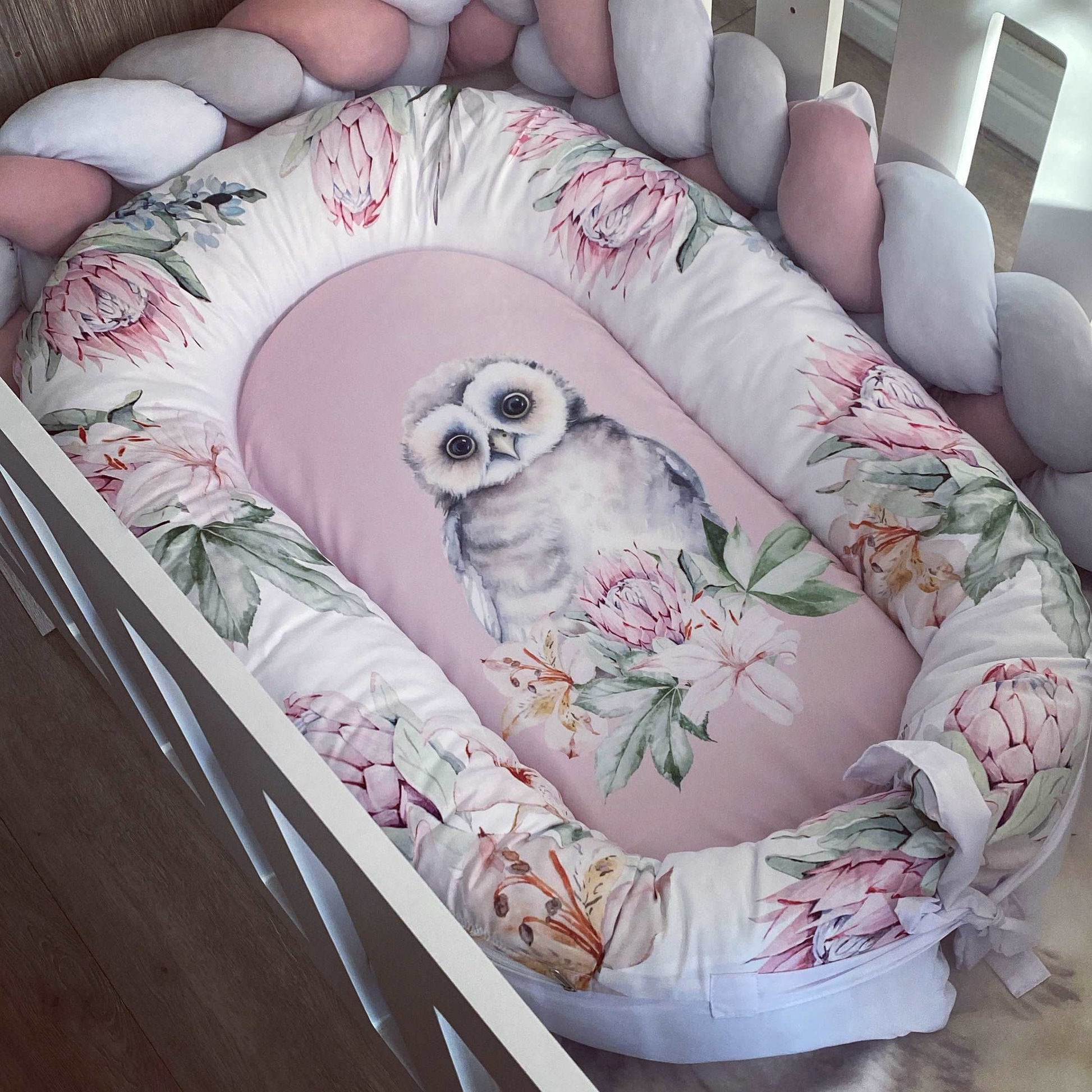 Cot Bedding - Pink Owl Set 01