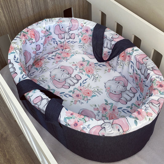 Carry Cot - Pink Elephant 01