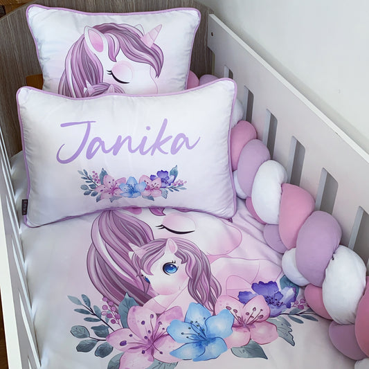 Cot Bedding - Lilac Unicorn Set 03