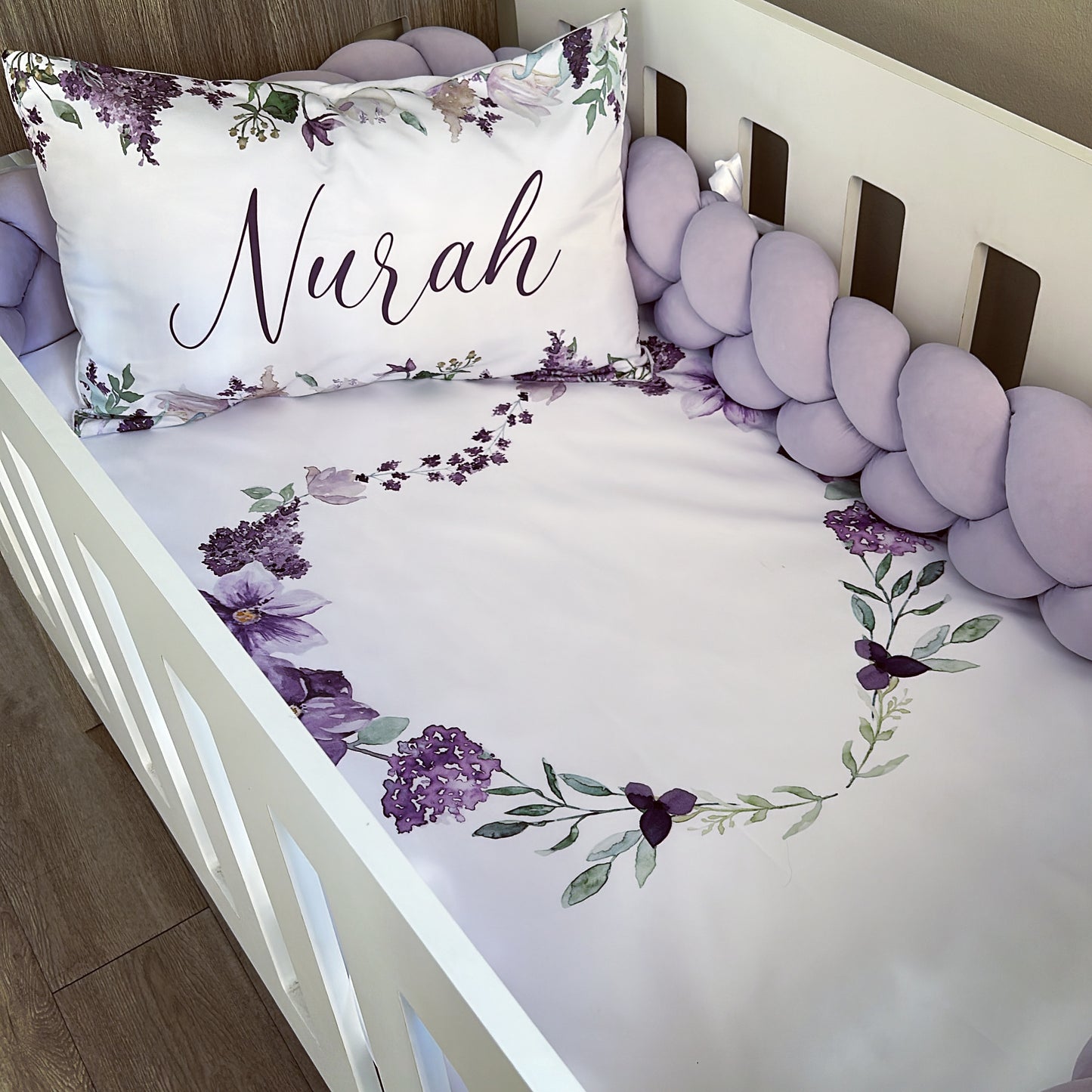 Cot Bedding - Lilac Floral Set 02