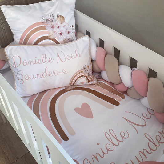 Cot Bedding - Pink Boho Rainbow Set 05