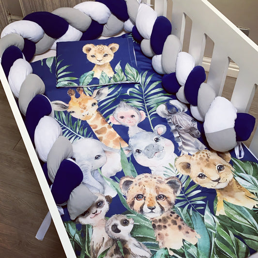 Cot Bedding - Navy Safari Set 02
